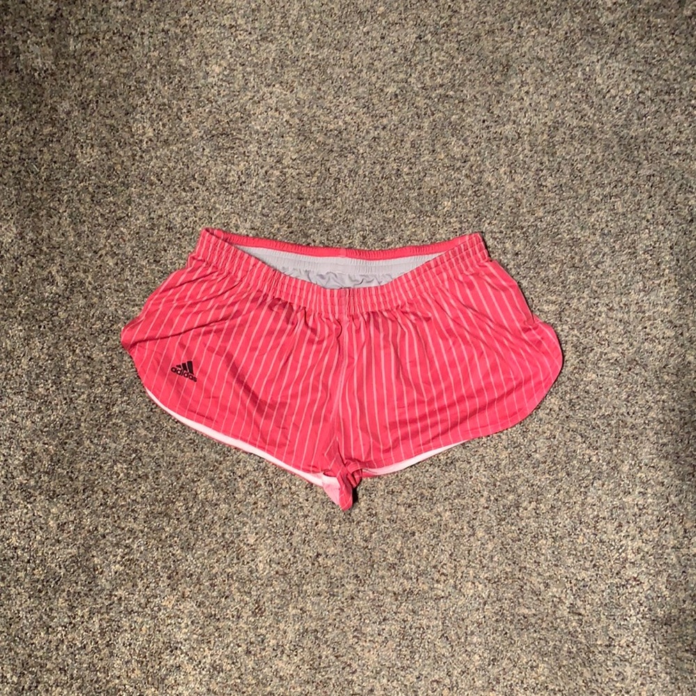 adidas Women’s Running Shorts, Size Medium, Pinstripes, Pink